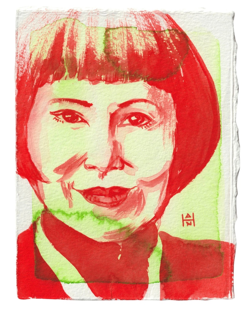 Amy Tan - Author, Watercolor on paper, 4.5" x 6", $150