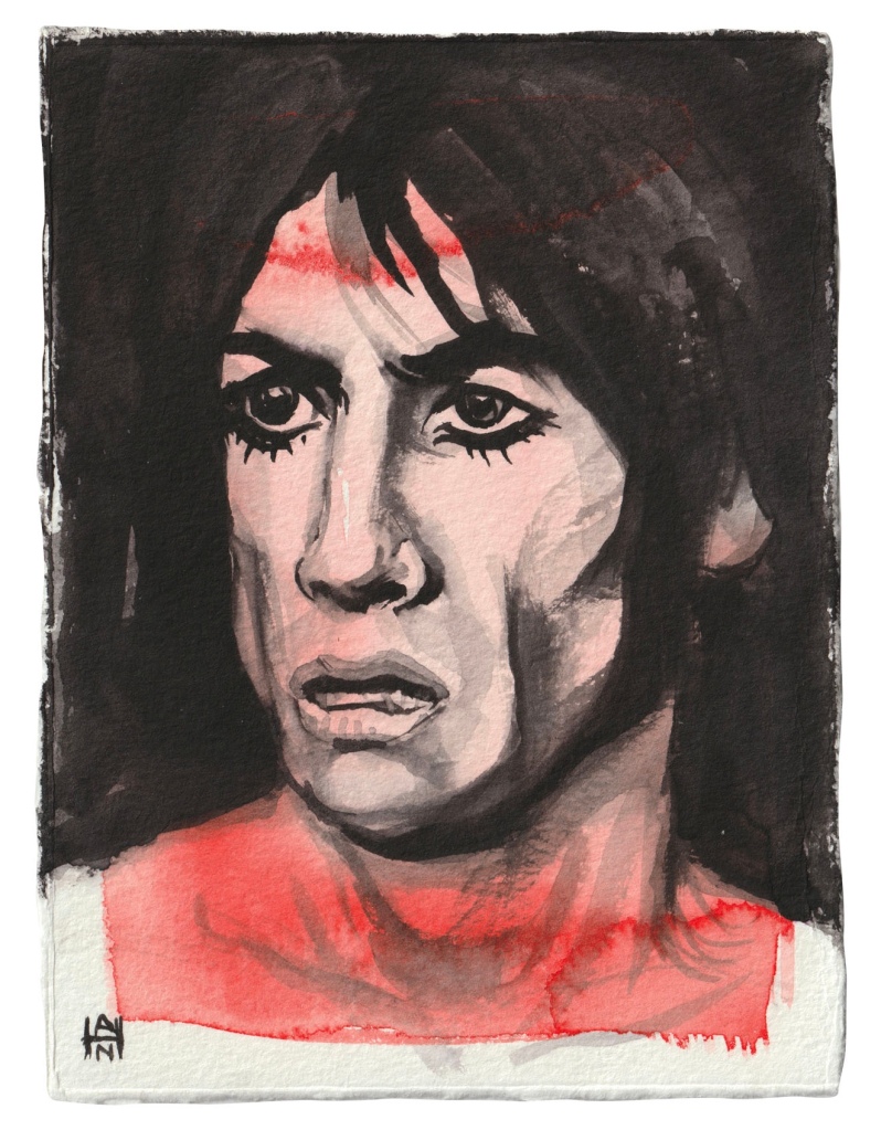 Iggy Pop - Musician, Watercolor on paper, 4.5" x 6", SOLD